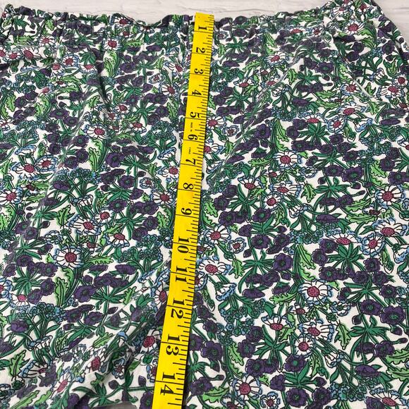 Vintage Essex Junction Green Floral Flowers High Rise Cotton Cottage Shorts 10 - Picture 7 of 8